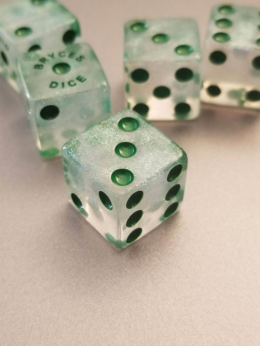 BrycesDice 16mm Glitter d6 (Green) Square Edge [per die] - 