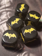 Yellow Bat Black Dice 6 Sided 16mm (Custom Printed) - 