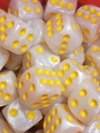 Pearl/Swirl Pipped d6 Dice Orange/Pink/Maroon/Electric Yellow/Brown/Blue/Green/Cranberry 16mm (SOLD BY PIECE) - Pink