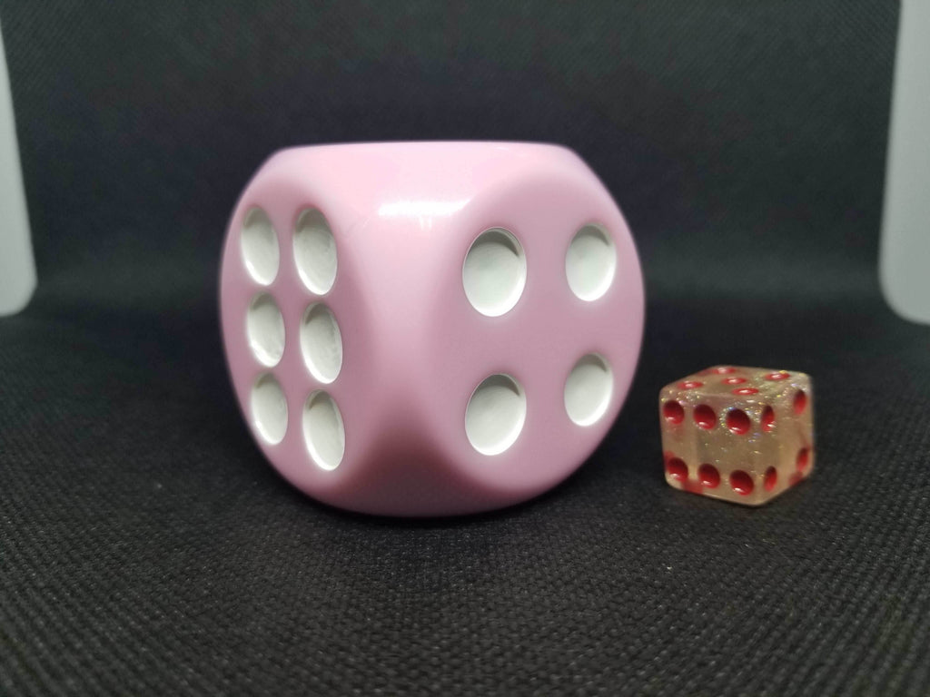 Pink 50mm d6 with White Pips Jumbo Pipped Dice - 