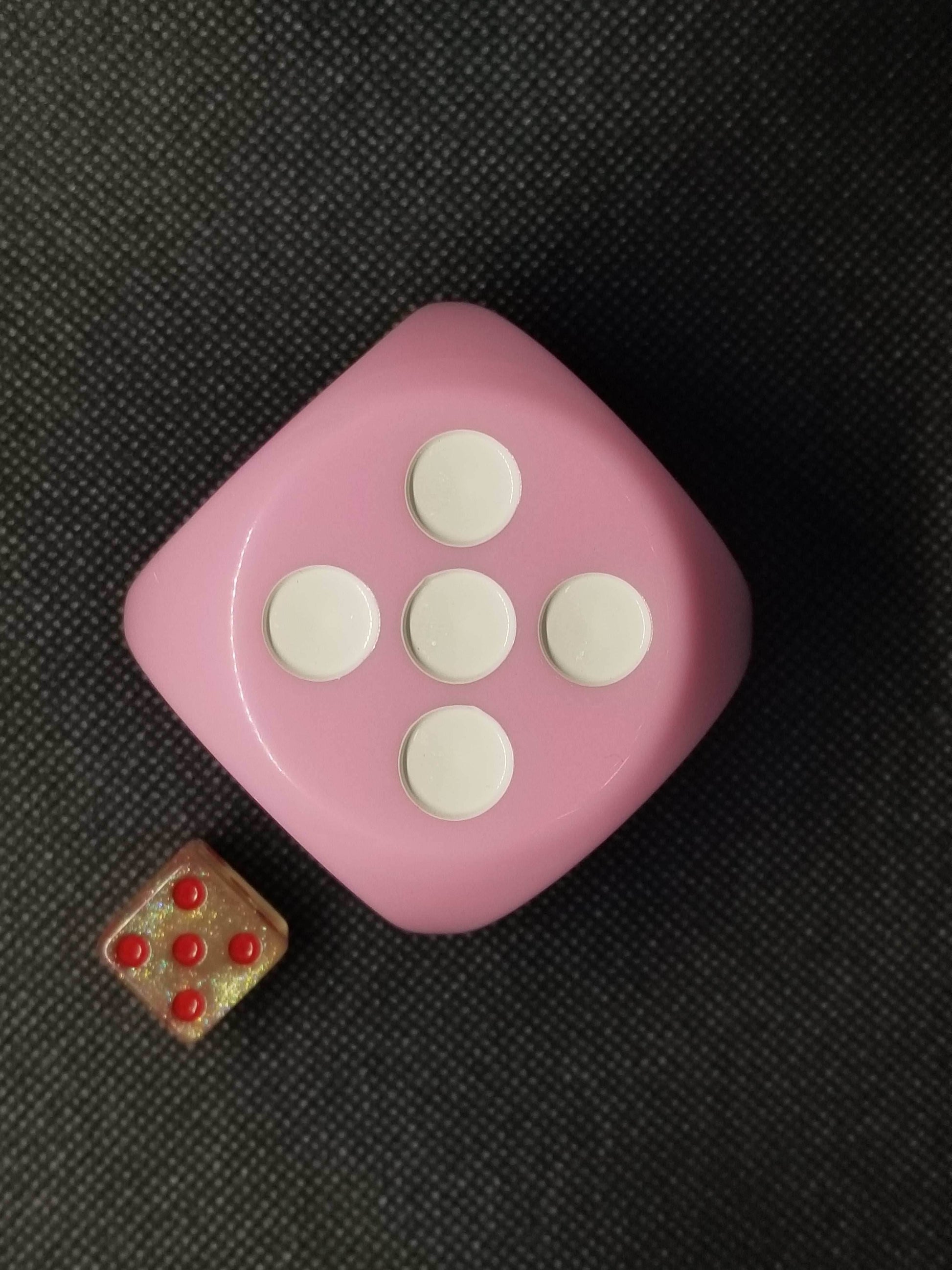 Pink 50mm d6 with White Pips Jumbo Pipped Dice - 