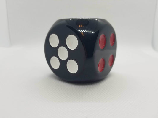 Opaque Black 50mm d6 with White Pips Jumbo Pipped Dice - 