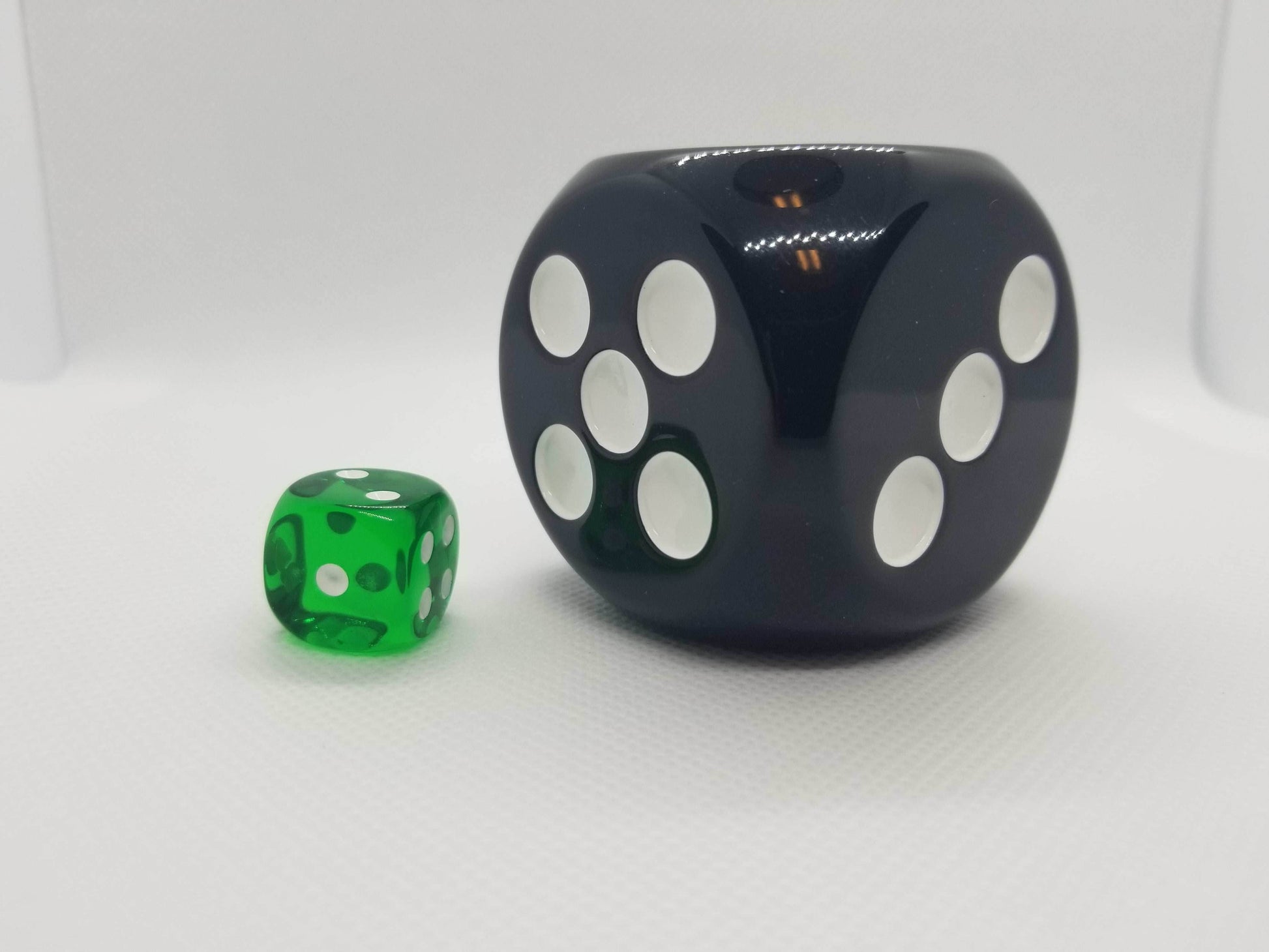 Opaque Black 50mm d6 with White Pips Jumbo Pipped Dice - 