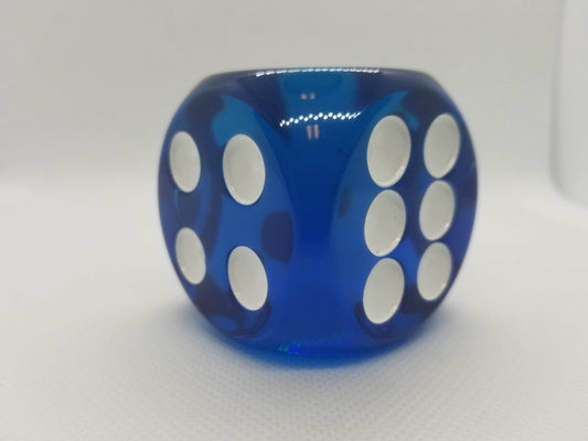 Clear Blue 50mm d6 with White Pips Jumbo Pipped Dice - 