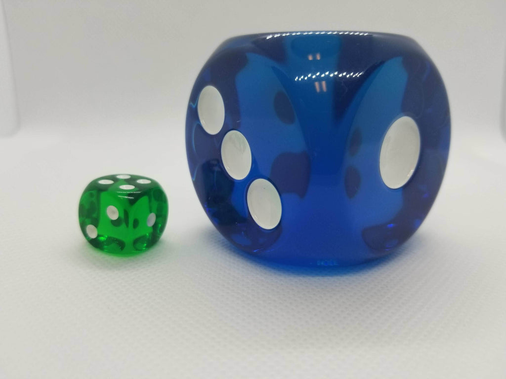 Clear Blue 50mm d6 with White Pips Jumbo Pipped Dice - 
