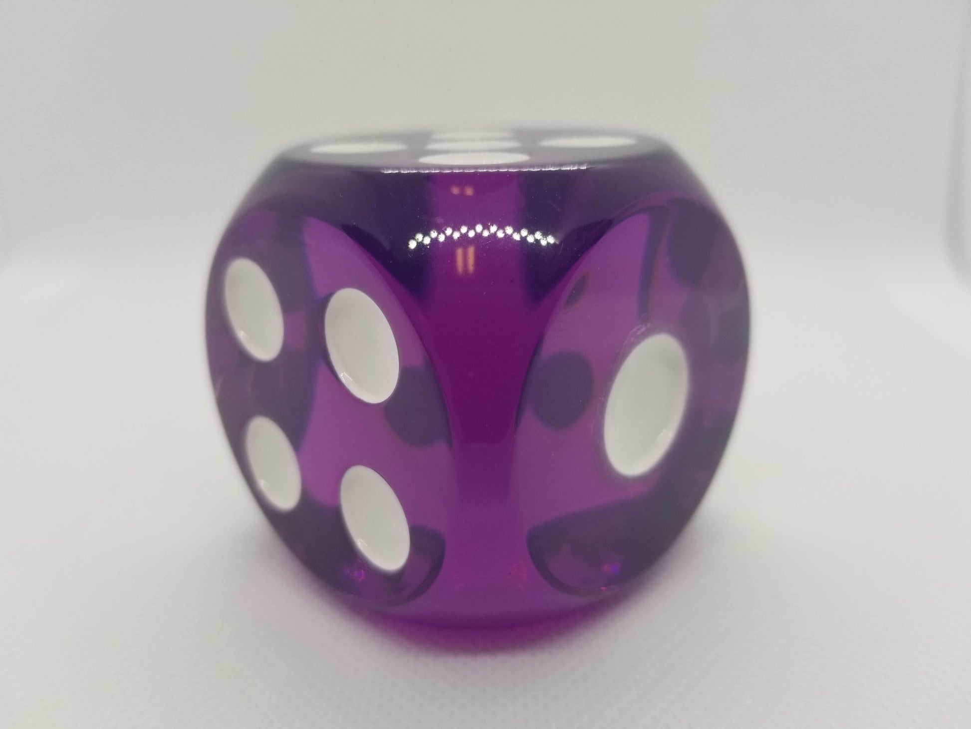 Clear Purple 50mm d6 with White Pips Jumbo Pipped Dice - 