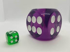 Clear Purple 50mm d6 with White Pips Jumbo Pipped Dice - 
