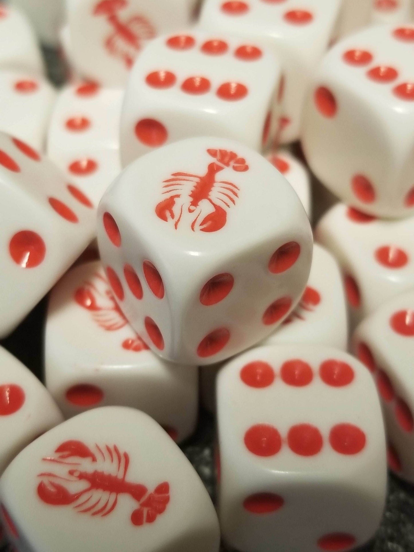 Red Lobster 16mm d6 White 16mm Dice (Sold per die) - 