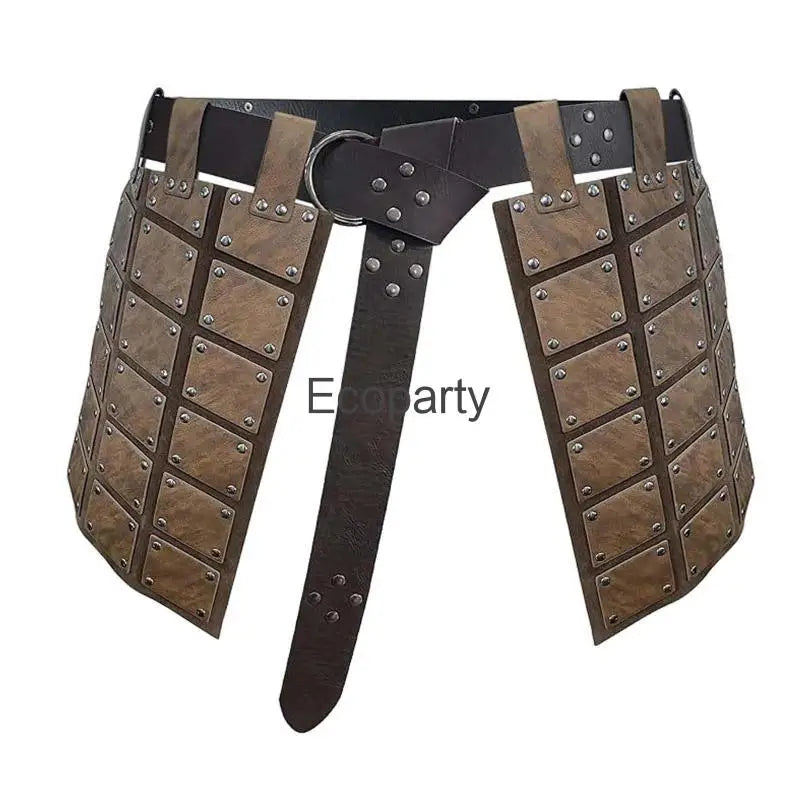 2023 Mens Medieval Pu Leather Thigh Armors Halloween Samurai Cosplay Costume Retro Knight Skirt Armor With Belt Larp Costumes