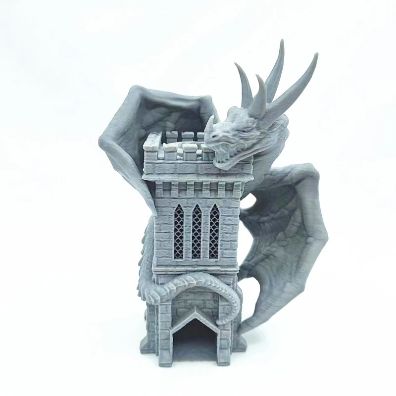 2023 Novelty Wyvern  Dice Towe Moving Dice Tower Sculpture Big Book Ornament Statues Home Decorations Game Tools