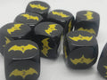 Yellow Bat Black Dice 6 Sided 16mm (Custom Printed) - 