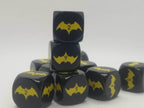 Yellow Bat Black Dice 6 Sided 16mm (Custom Printed) - 