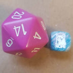 34mm (L) Single d20 Opaque Polyhedral Light Purple/white d20 (Sold per die) - 