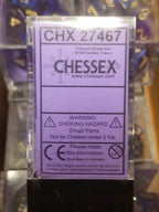 CHX 27467 7-Die Borealis Royal Purple w/ Gold Numbers Set 7-Dice Chessex - 