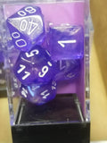 CHX 27407 7-Die Borealis Purple w/ White Numbers Set 7-Dice Chessex - 