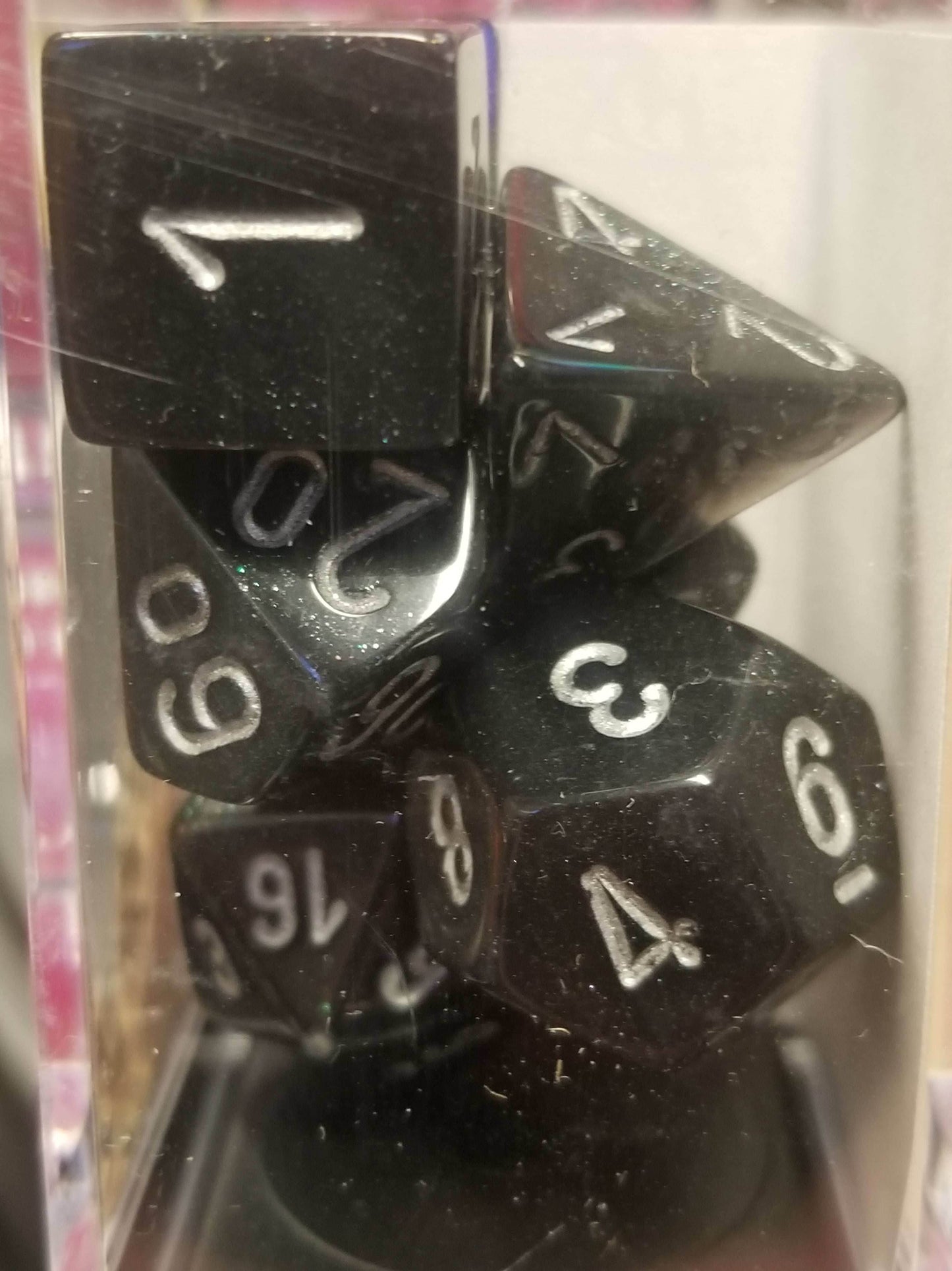 CHX 27428 7-Die Borealis Smoke w/ Silver Numbers Set 7-Dice Chessex - 
