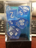 CHX 27426 7-Dice Set Sky Blue w/ White Numbers Dice Set Chessex - 