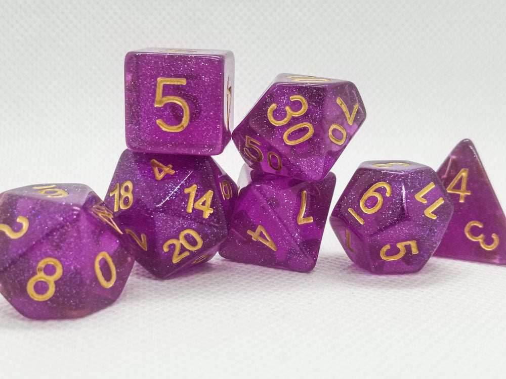 Time Walker | Purple w/Gold Glitter 7-Dice Set RPG Dice Set - 