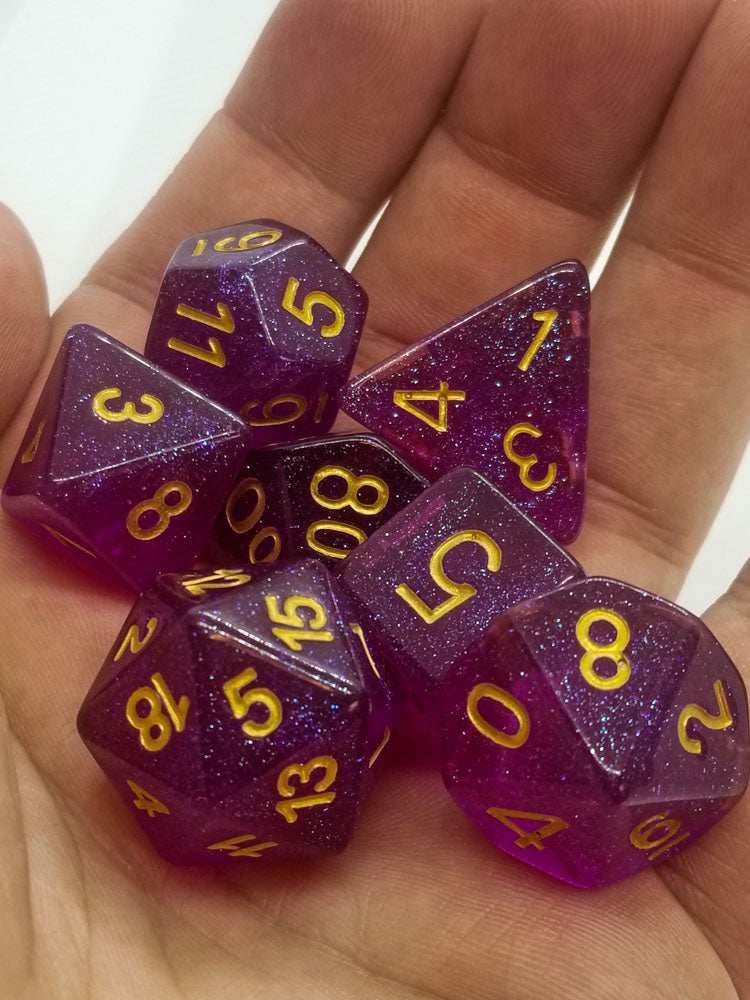 Time Walker | Purple w/Gold Glitter 7-Dice Set RPG Dice Set - 