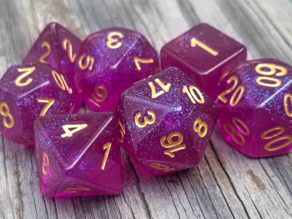 Time Walker | Purple w/Gold Glitter 7-Dice Set RPG Dice Set - 