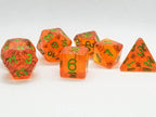 Time Walker | Orange w/Green Glitter 7-Dice Set RPG Dice Set - 