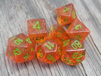 Time Walker | Orange w/Green Glitter 7-Dice Set RPG Dice Set - 