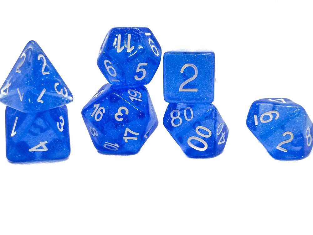 Time Walker | Blue w/White Glitter 7-Dice Set RPG Dice Set - 