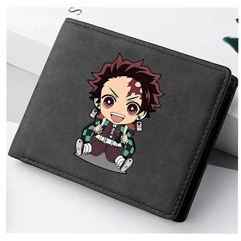 2024 Demon Slayer  Anime  Men Leather Wallets New Popular Soft PU Small Money Purses Design Men Cool Wallet With Coin Bag Gifts