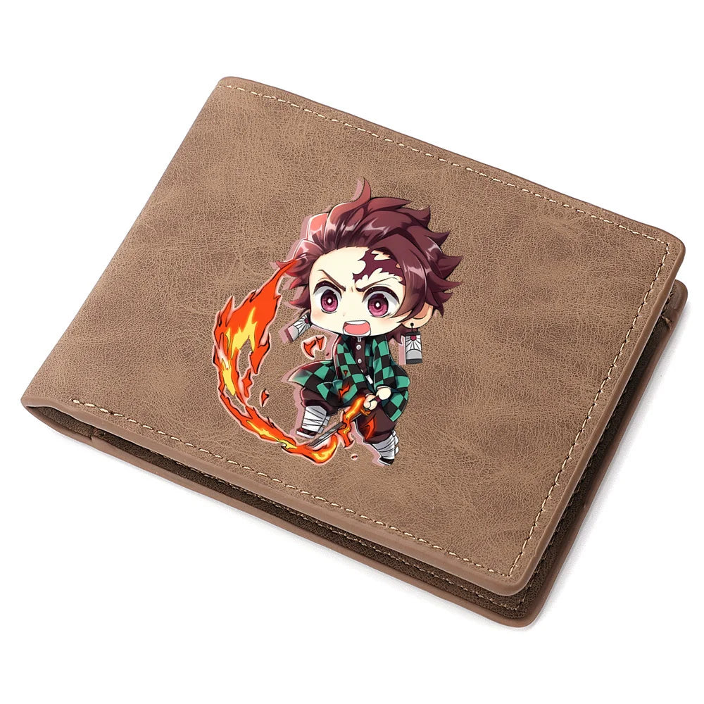 2024 Demon Slayer  Anime  Men Leather Wallets New Popular Soft PU Small Money Purses Design Men Cool Wallet With Coin Bag Gifts