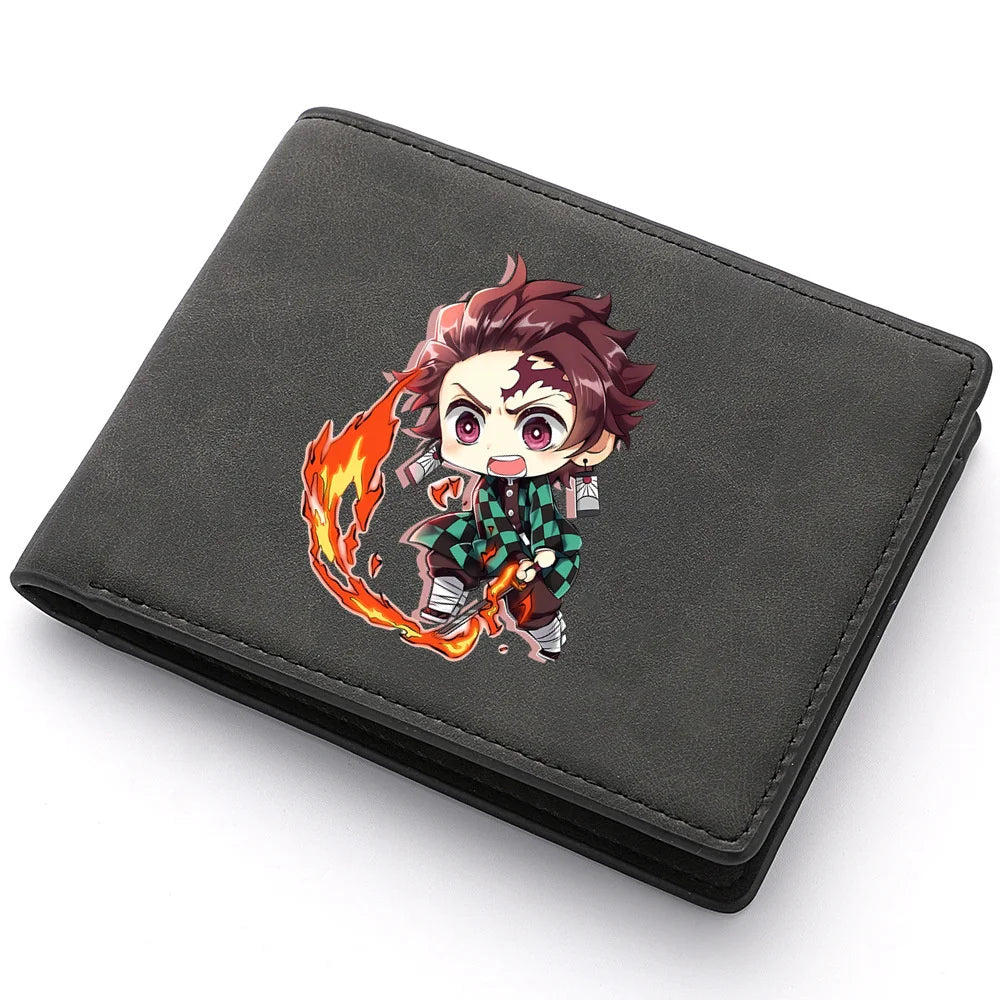 2024 Demon Slayer  Anime  Men Leather Wallets New Popular Soft PU Small Money Purses Design Men Cool Wallet With Coin Bag Gifts