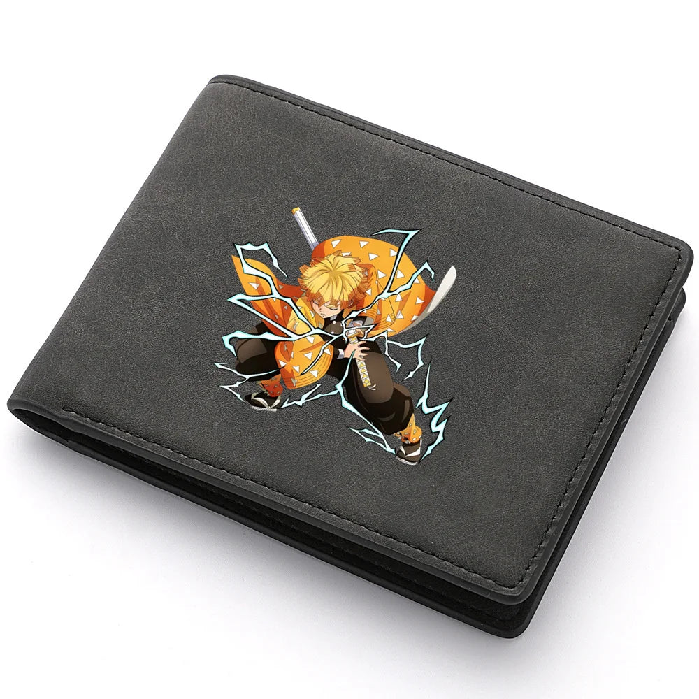 2024 Demon Slayer  Anime  Men Leather Wallets New Popular Soft PU Small Money Purses Design Men Cool Wallet With Coin Bag Gifts