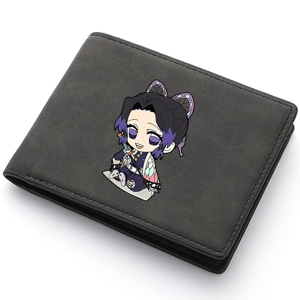 2024 Demon Slayer  Anime  Men Leather Wallets New Popular Soft PU Small Money Purses Design Men Cool Wallet With Coin Bag Gifts