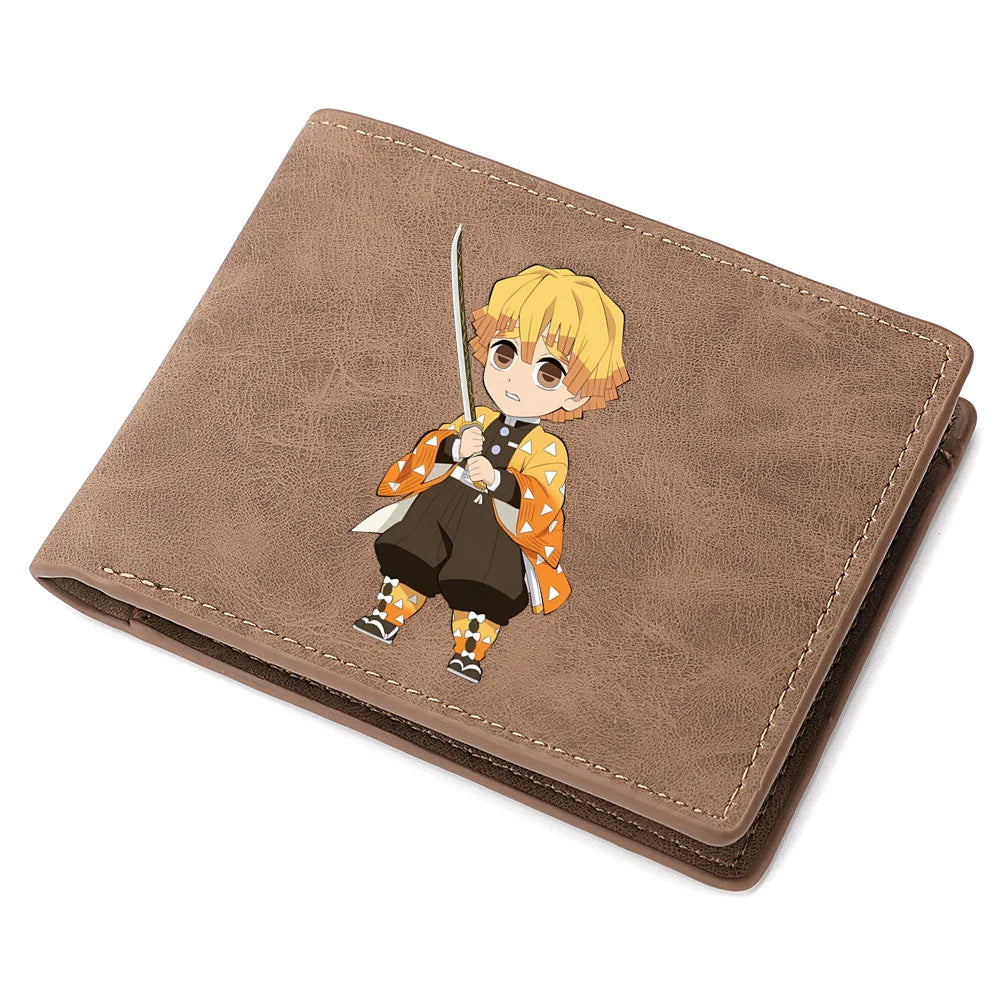 2024 Demon Slayer  Anime  Men Leather Wallets New Popular Soft PU Small Money Purses Design Men Cool Wallet With Coin Bag Gifts