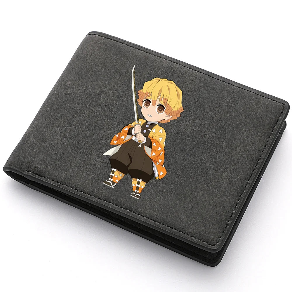 2024 Demon Slayer  Anime  Men Leather Wallets New Popular Soft PU Small Money Purses Design Men Cool Wallet With Coin Bag Gifts