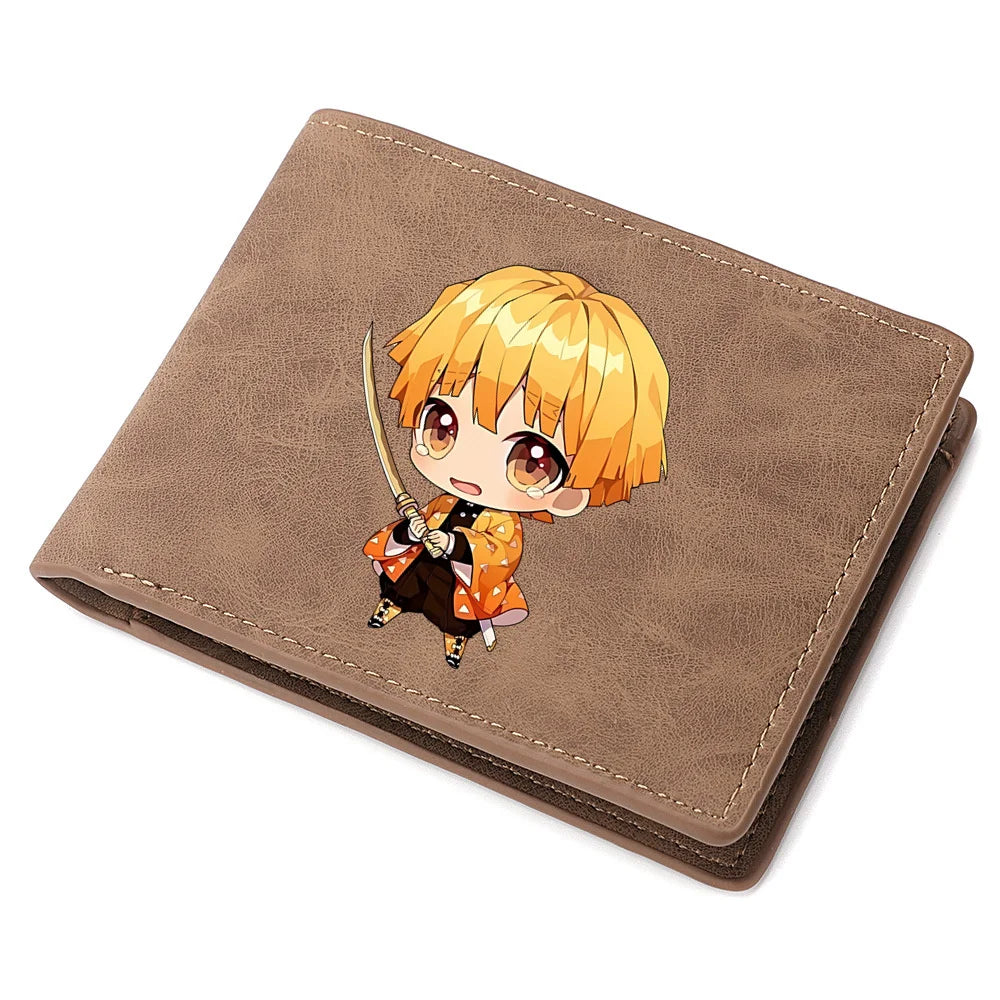 2024 Demon Slayer  Anime  Men Leather Wallets New Popular Soft PU Small Money Purses Design Men Cool Wallet With Coin Bag Gifts