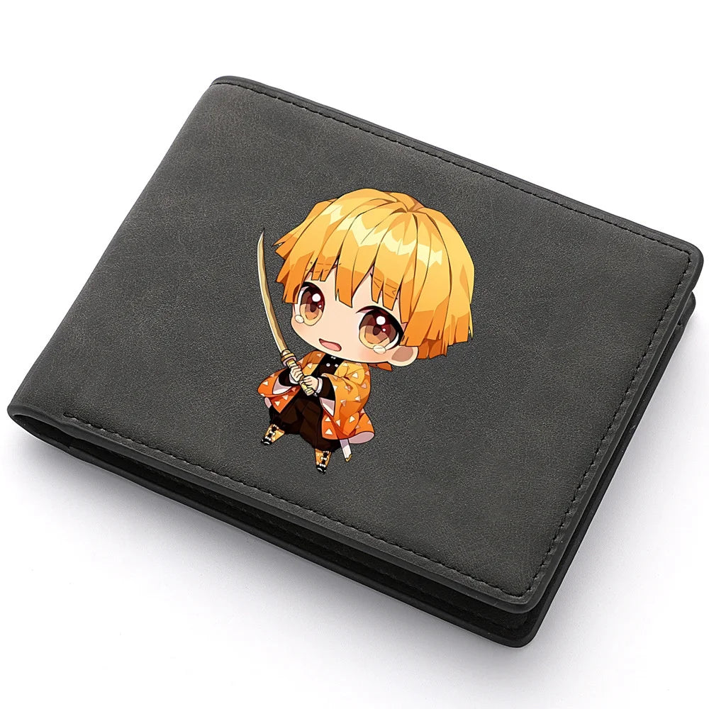 2024 Demon Slayer  Anime  Men Leather Wallets New Popular Soft PU Small Money Purses Design Men Cool Wallet With Coin Bag Gifts