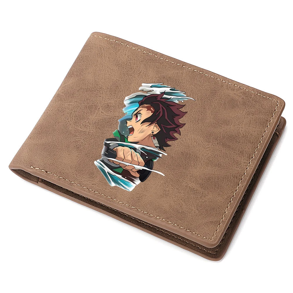 2024 Demon Slayer  Anime  Men Leather Wallets New Popular Soft PU Small Money Purses Design Men Cool Wallet With Coin Bag Gifts