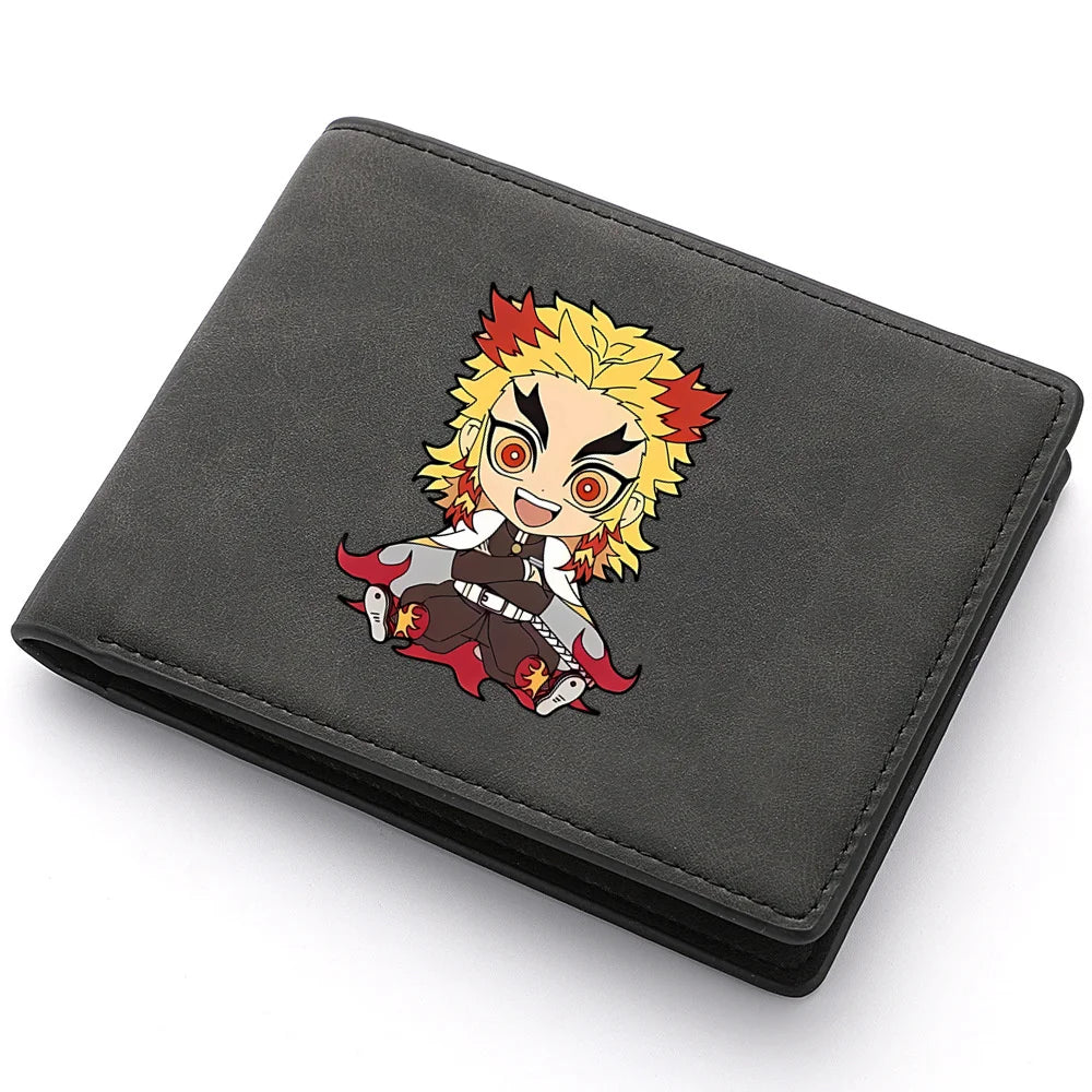 2024 Demon Slayer  Anime  Men Leather Wallets New Popular Soft PU Small Money Purses Design Men Cool Wallet With Coin Bag Gifts