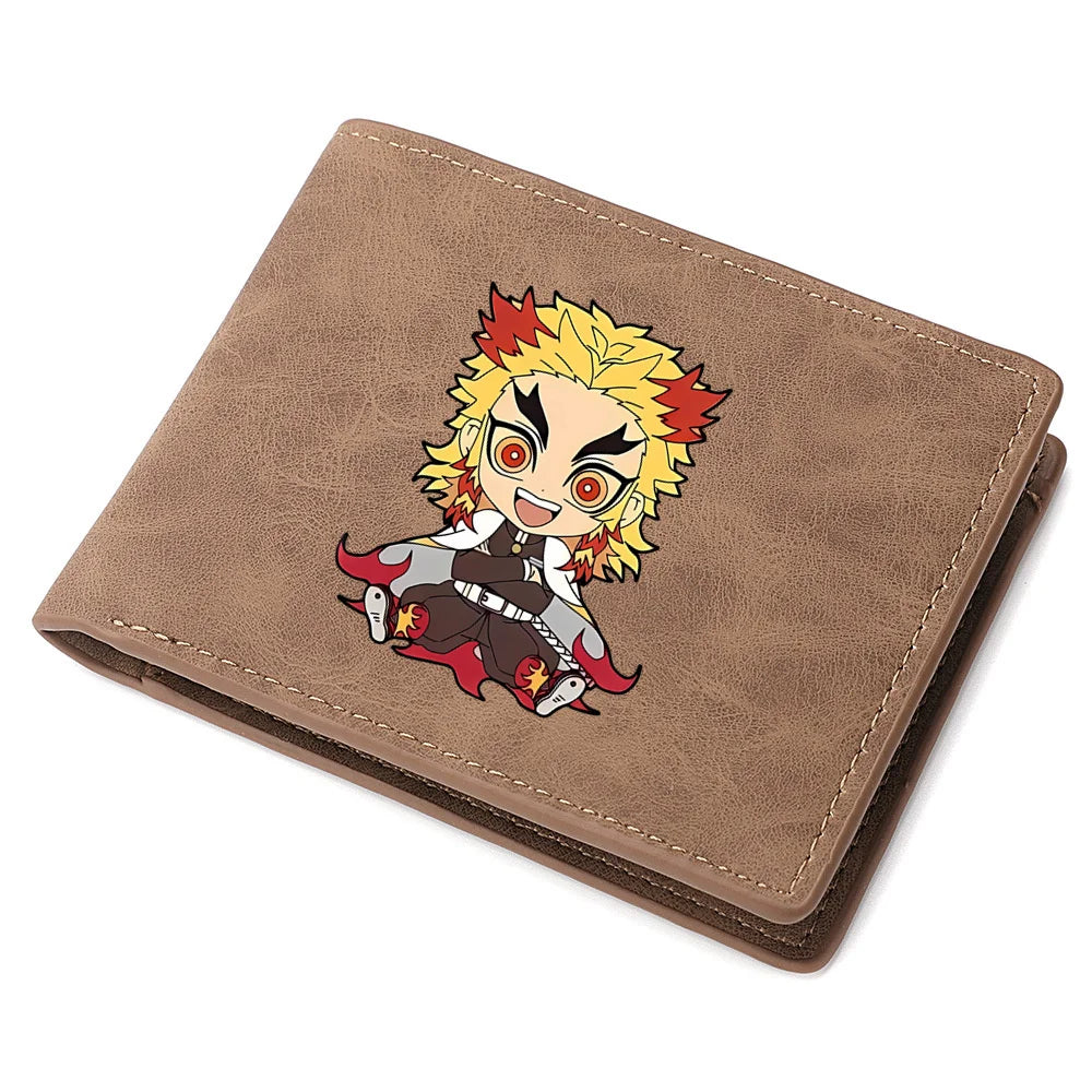 2024 Demon Slayer  Anime  Men Leather Wallets New Popular Soft PU Small Money Purses Design Men Cool Wallet With Coin Bag Gifts