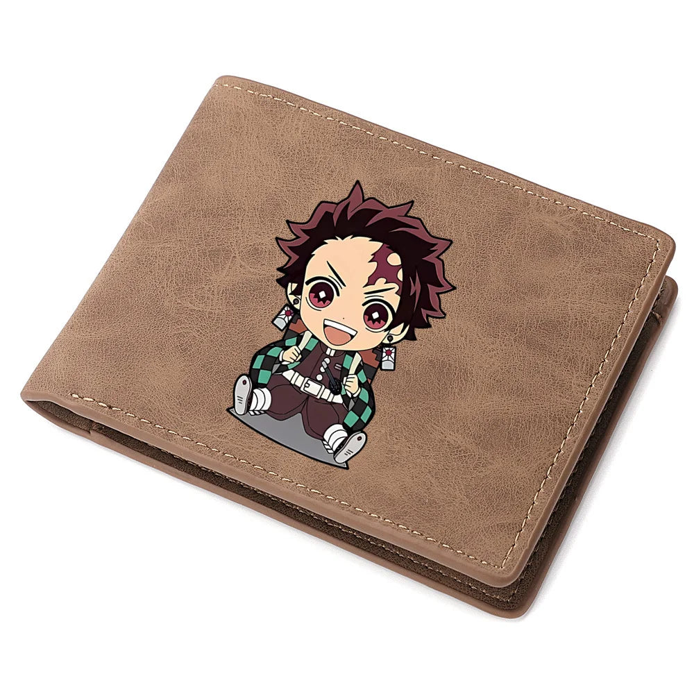 2024 Demon Slayer  Anime  Men Leather Wallets New Popular Soft PU Small Money Purses Design Men Cool Wallet With Coin Bag Gifts