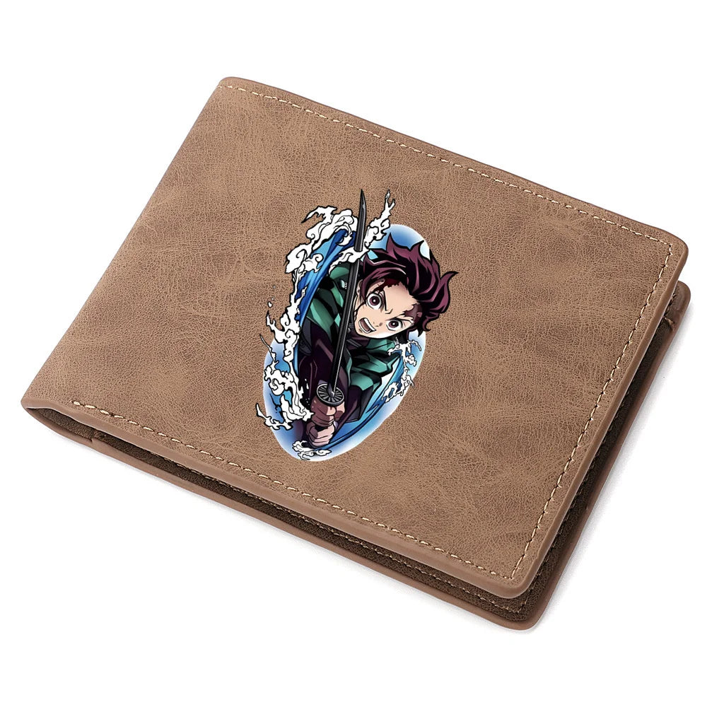 2024 Demon Slayer  Anime  Men Leather Wallets New Popular Soft PU Small Money Purses Design Men Cool Wallet With Coin Bag Gifts