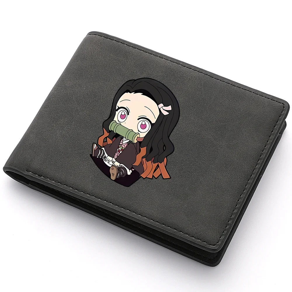 2024 Demon Slayer  Anime  Men Leather Wallets New Popular Soft PU Small Money Purses Design Men Cool Wallet With Coin Bag Gifts