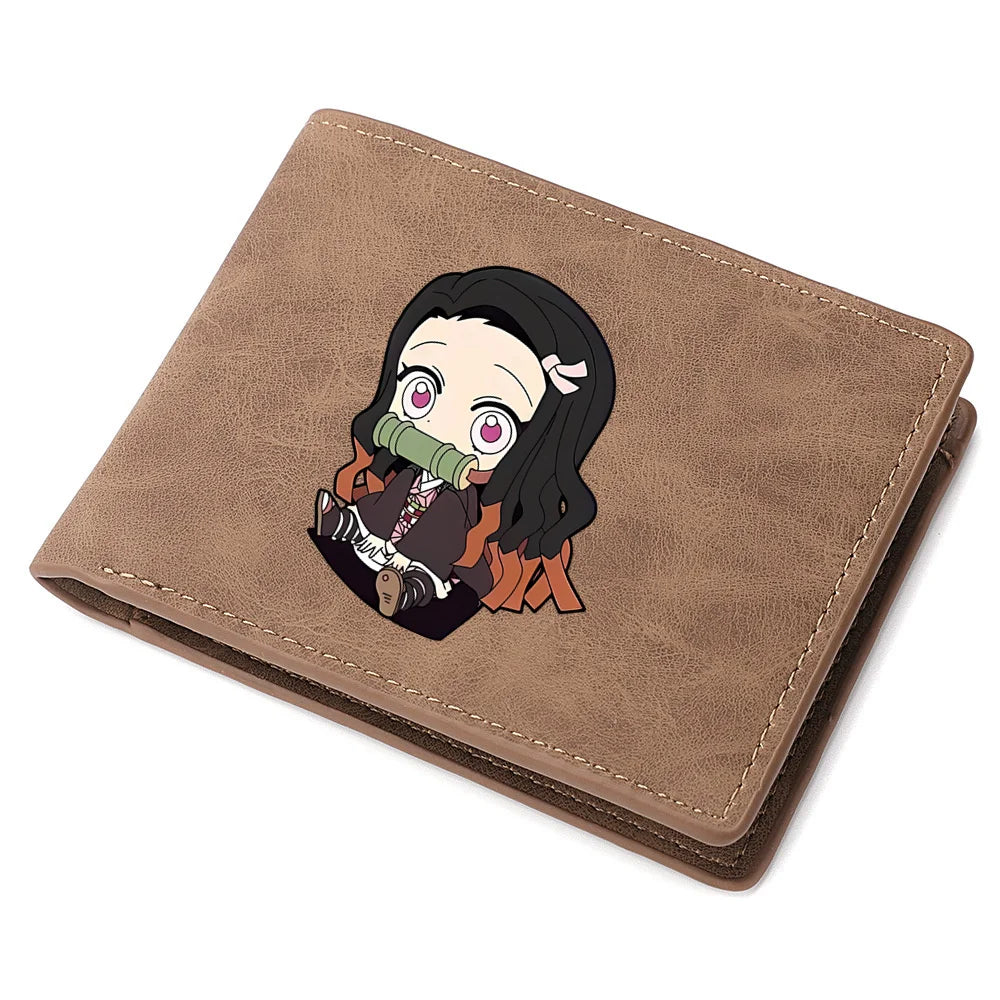 2024 Demon Slayer  Anime  Men Leather Wallets New Popular Soft PU Small Money Purses Design Men Cool Wallet With Coin Bag Gifts