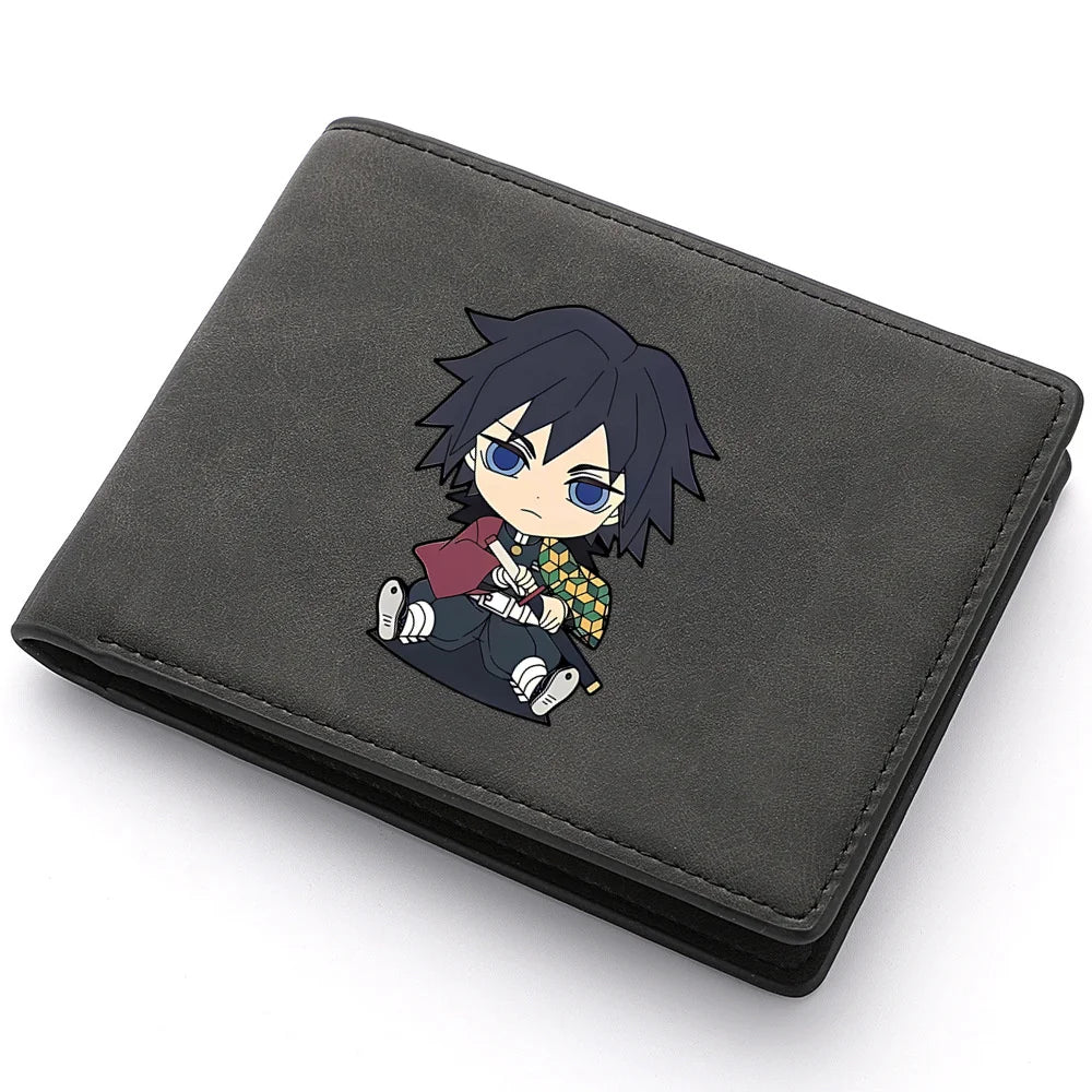 2024 Demon Slayer  Anime  Men Leather Wallets New Popular Soft PU Small Money Purses Design Men Cool Wallet With Coin Bag Gifts