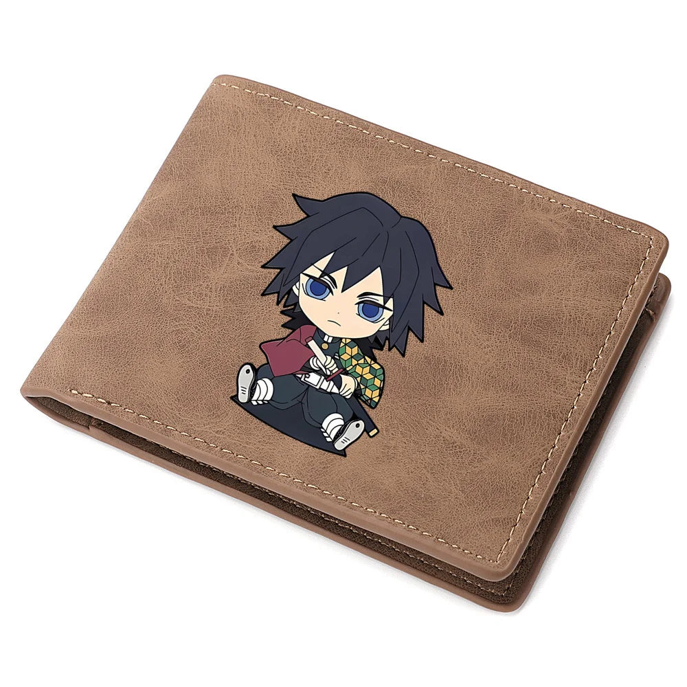 2024 Demon Slayer  Anime  Men Leather Wallets New Popular Soft PU Small Money Purses Design Men Cool Wallet With Coin Bag Gifts