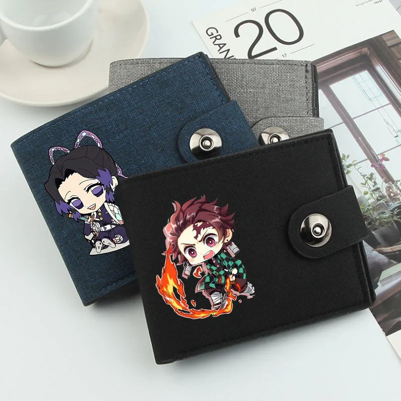 2024 Demon Slayer Anime Men Wallets Short Wallets Card Holder Simple Male Purse Coin Pocket Men Money Clips Causal Men Purses