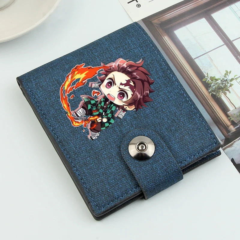 2024 Demon Slayer Anime Men Wallets Short Wallets Card Holder Simple Male Purse Coin Pocket Men Money Clips Causal Men Purses