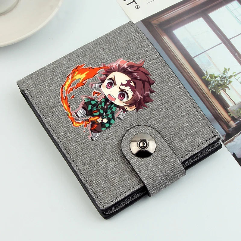 2024 Demon Slayer Anime Men Wallets Short Wallets Card Holder Simple Male Purse Coin Pocket Men Money Clips Causal Men Purses