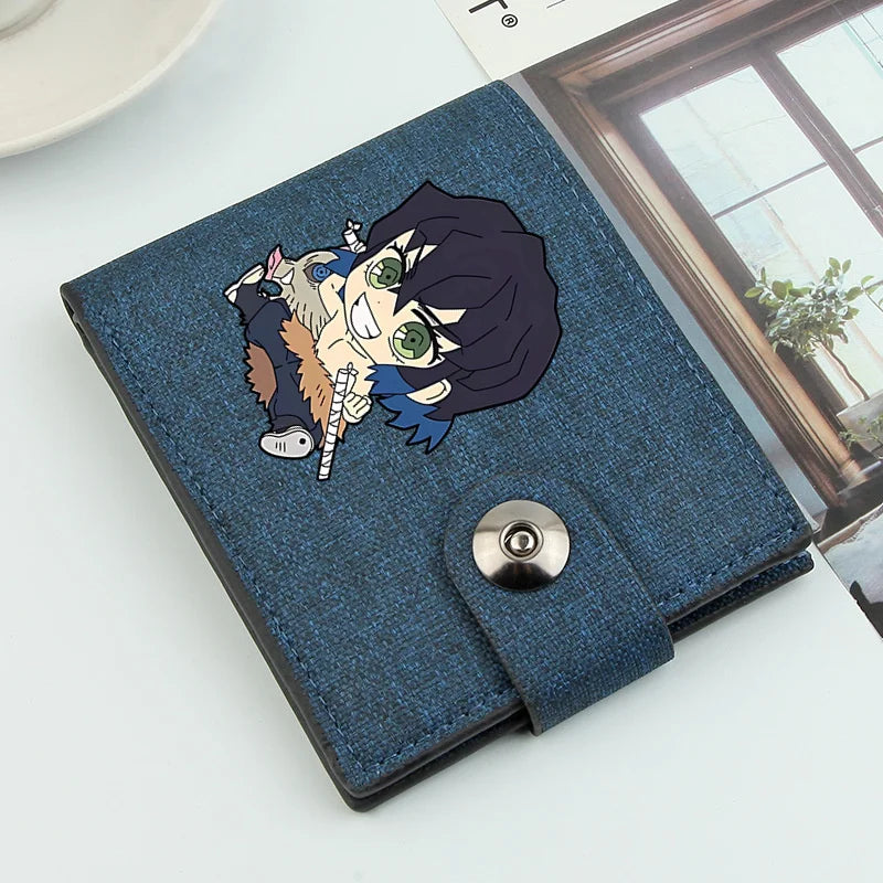 2024 Demon Slayer Anime Men Wallets Short Wallets Card Holder Simple Male Purse Coin Pocket Men Money Clips Causal Men Purses