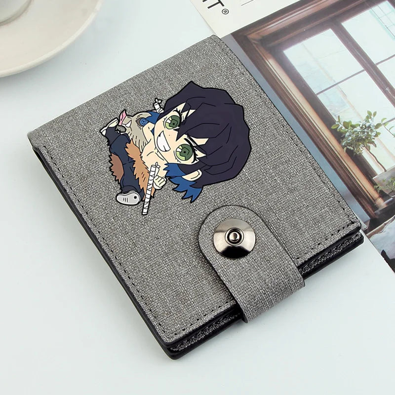 2024 Demon Slayer Anime Men Wallets Short Wallets Card Holder Simple Male Purse Coin Pocket Men Money Clips Causal Men Purses